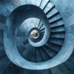 Obraz premium Spiral Staircase in Blue Stone Design