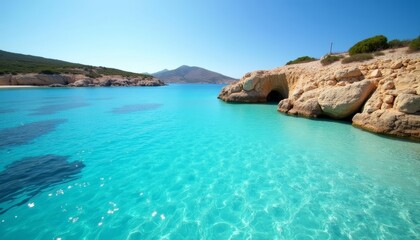 Obraz premium Paradise found A serene cove with crystal clear waters