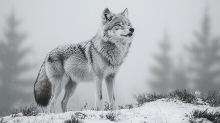 Obraz premium Majestic Wolf in Winter Landscape