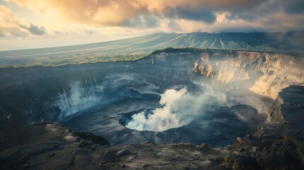 Obraz premium View of the crater of the volcanic