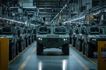 Armored vehicles on the factory production line