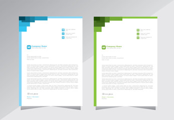 Geometric shape letterhead template design. creative Letterhead template design with blue and green color. A4 letterhead template design. modern letterhead design template. Vector eps 10