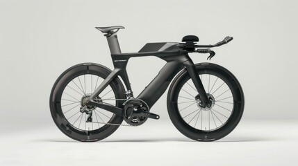 Fototapeta premium Black Tricycle with Grey Background