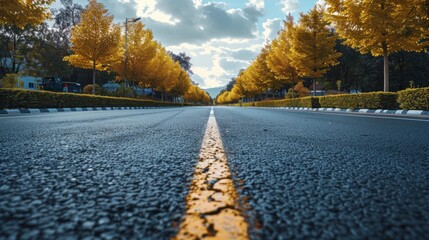 Fototapeta premium empty asphalt road in downtown of modern city during daytime. copy space for parking lot