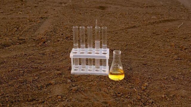 Taking soil samples in nature. Selective focus.