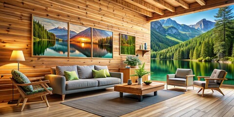Fototapeta premium Refined wooden design highlights artistry and nature's allure in a serene, minimalist environment, creating a perfect balance between sophistication and simplicity.