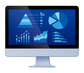 グラフが表示されたパソコン