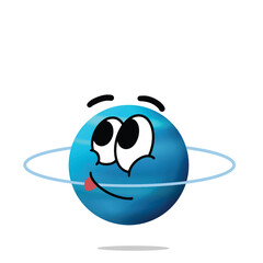 happy uranus mascot cartoon character. cute, funny and playful concept. astronomy, education, and solar system themes