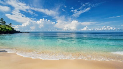 Fototapeta premium Summer palm beach with sky 