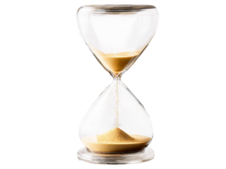 A glass hourglass with a shifting sand colored cocktail its grains of time visible floating