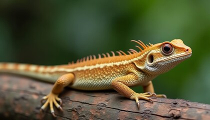Naklejka premium Vividly colored lizard on a branch ready to pounce