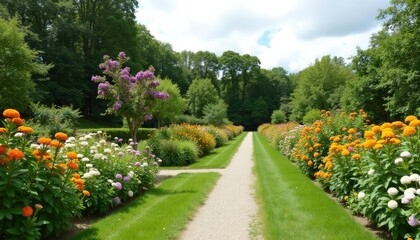 Obraz premium A serene garden path leading to a beautiful destination