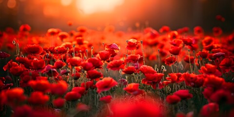 Obraz premium Poppy field in spring time red poppy flowers on the meadow 