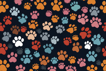 paw print cat and dog pet seamless pattern