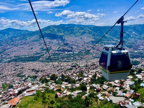 Aerial view of Medellin seen from Metrocable Line L , Parque Arvi, Medellin, Colombia, 07.13.2024