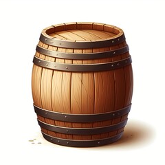 Wooden Barrel with Metal Bands Illustration
