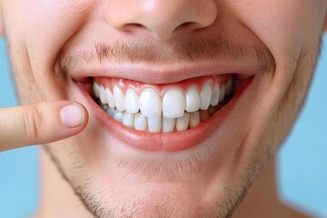 Fototapeta premium A close-up of a patient's bright white teeth with a slight smile