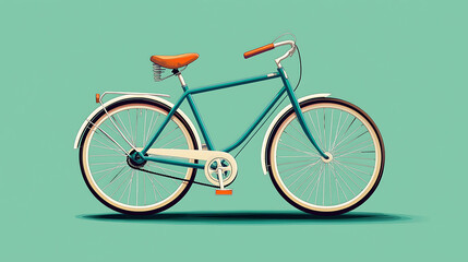 Fototapeta premium Vintage bicycle in turquoise color with white tires and brown seat.