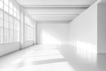 Fototapeta premium Contemporary White Interior Space with Natural Light and Minimalist Design