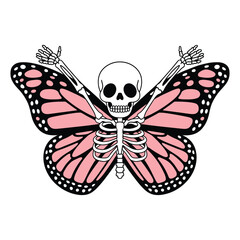 Skeleton butterfly gothic illustration