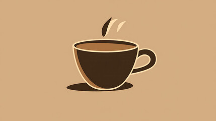 Fototapeta premium A simple illustration of a cup of coffee with steam rising from it.