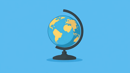 Naklejka premium A simple, flat globe illustration on a blue background.