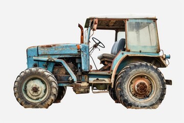 Obraz premium A vintage farm tractor with a large front wheel, suitable for rural or agricultural-themed designs