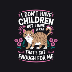 T-shit Vector Illustration of Flowers Cat