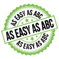 AS EASY AS ABC text on green-black round stamp sign