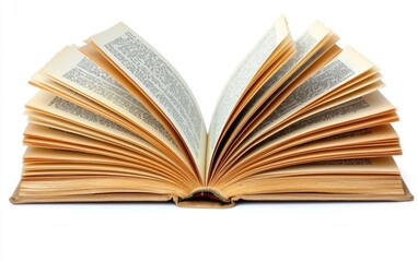 Fototapeta premium Open book with fanned pages showcasing text detail