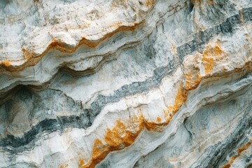 Naklejka premium Abstract Geologic Formation: Textured Cliff with Detailed Surface, Smooth Rock Structure in Cobalt Blue and Gold Tones