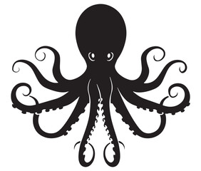 Illustration of octopus, Octopus vector, Silhouette of octopus