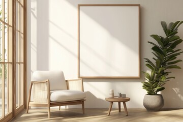 Fototapeta premium Bright and Cosy Living Room Interior with Modern Design Elements