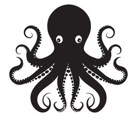Illustration of octopus, Octopus vector, Silhouette of octopus