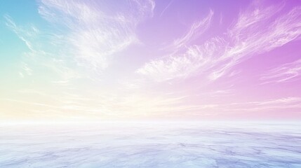 Obraz premium Vibrant Pastel Sky Over Tranquil Frozen Landscape with Soft Clouds at Sunrise