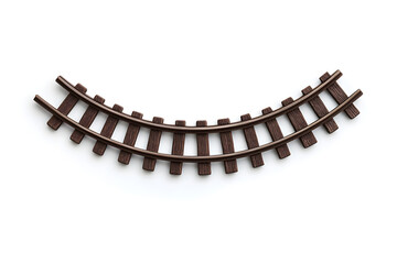 Railway rails top view isolated on white background