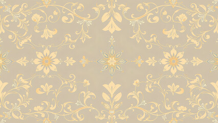 Elegant Golden Floral Wallpaper Design on Neutral Background