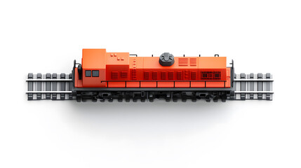 3d cartoon train top view isolated on white background