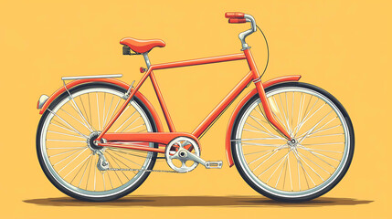 Obraz premium Classic red bicycle on a yellow background.
