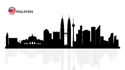 Fototapeta premium malaysia skyline, malaysia cityscape, malaysia skyscraper buildings vector silhouette. vector illustrator