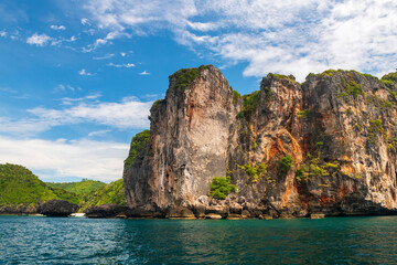 Naklejka premium beautiful limestone mountain of Monkey bay, Phi Phi Don, Krabi