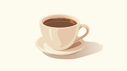 Obraz premium Cartoon style illustration of a cup of coffee on a saucer.