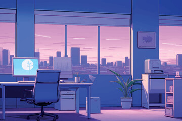 Furniture monitor office plant.