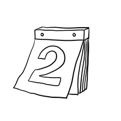A paper calendar or score stated number two