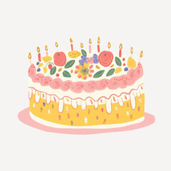 Colorful birthday cake illustration