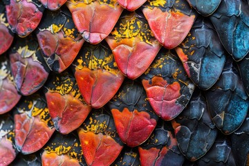 Fototapeta premium A close-up shot of a collection of hearts on a wall, often used for decorative or romantic purposes