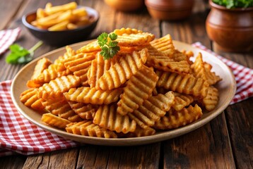 Fried wafer potatoes, potato waffles