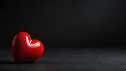 Fototapeta premium Red heart isolated on dark background 