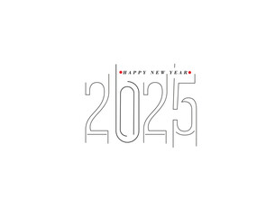 Happy New Year 2025 Text Typography Design Element flyer, banner design.