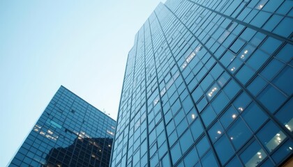 Fototapeta premium Modern cityscape with towering glass buildings